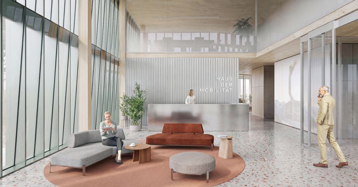 La hall della Casa della Mobilità a Bolzano, progetto Park Associati La hall della Casa della Mobilità a Bolzano, progetto Park Associati