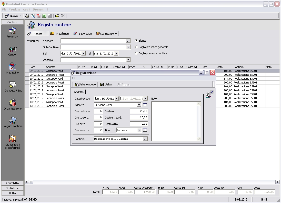GESTIONE CANTIERI + MODULO ARCHIVIAZIONE OTTICA DEI DOCUMENTI (3 Posti di lavoro)