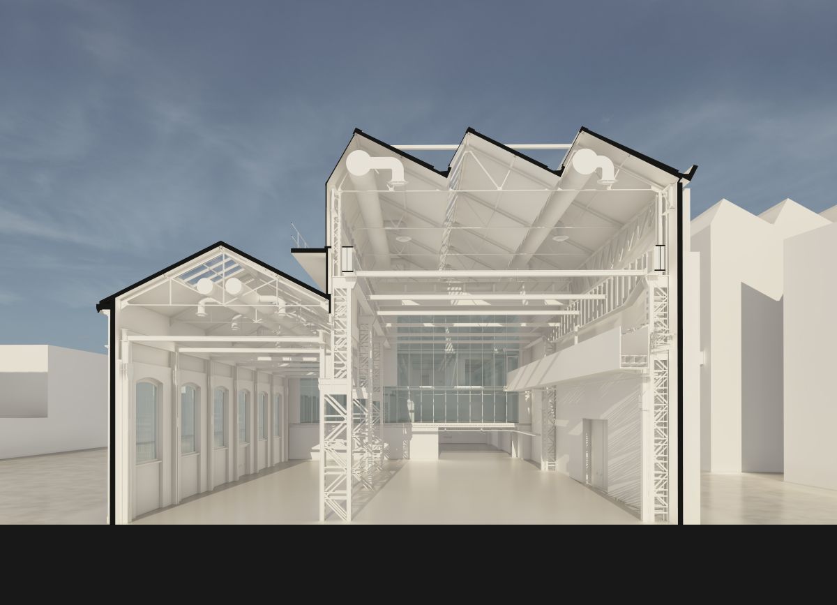 Sezione prospettica  dell’edificio che ospita il nuovo Fendi Showroom di Milano 