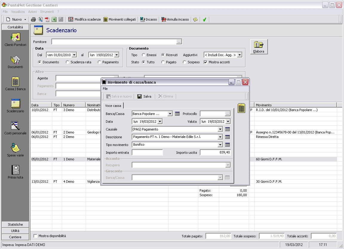 GESTIONE CANTIERI + MODULO ARCHIVIAZIONE OTTICA DEI DOCUMENTI (1 Posto di lavoro)
