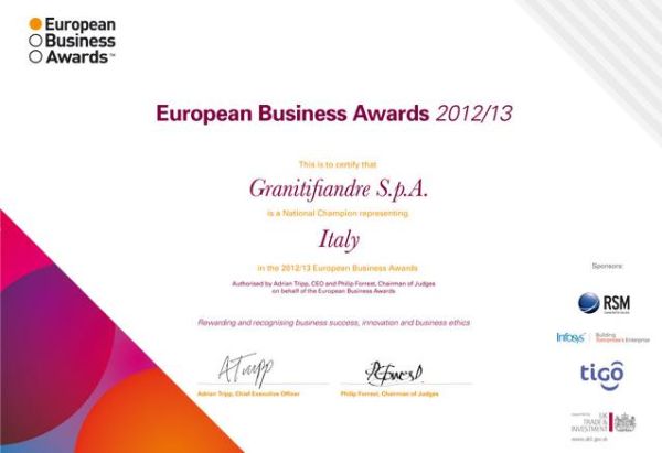 GRANITIFIANDRE tra i finalisti italiani degli European Business Awards