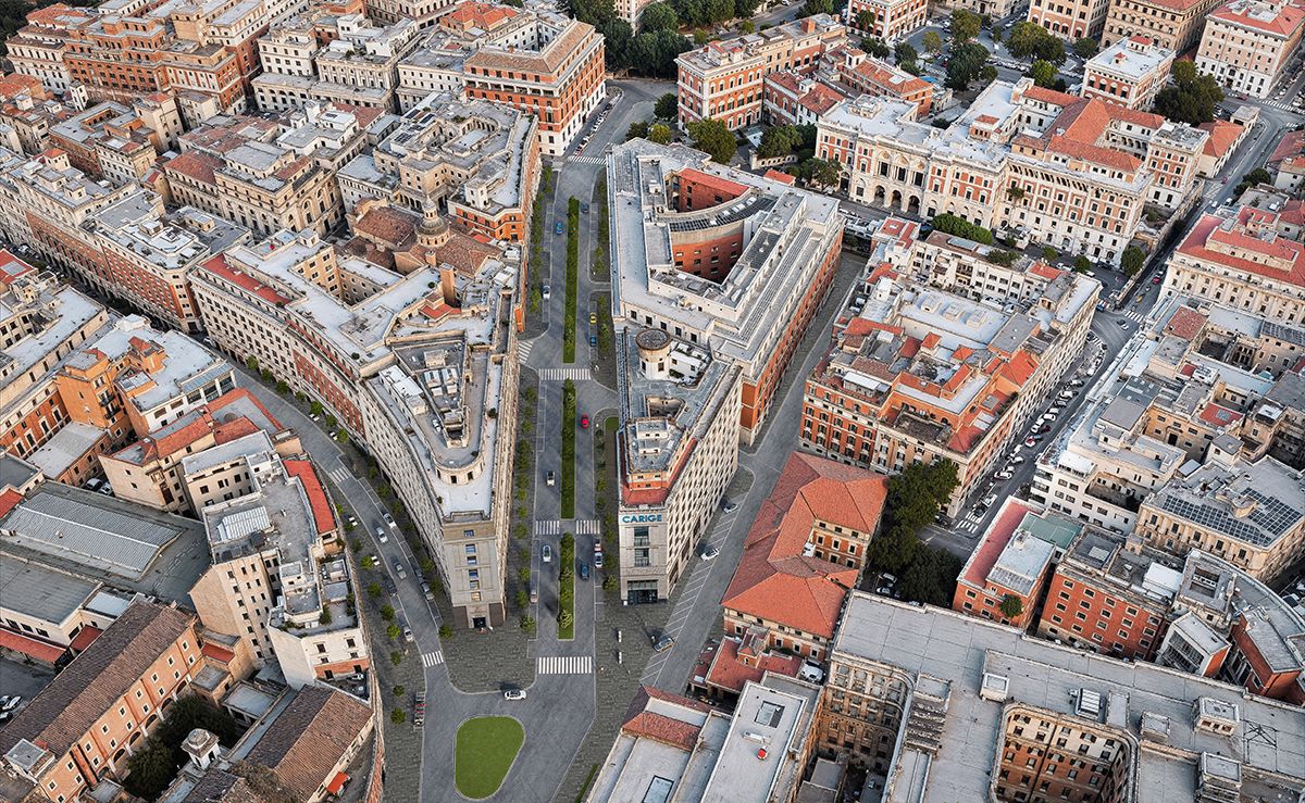 Vista dall’alto delle vie Bissolati e Barberini: Vista dall’alto delle vie Bissolati e Barberini Vista dall’alto delle vie Bissolati e Barberini: Vista dall’alto delle vie Bissolati e Barberini
