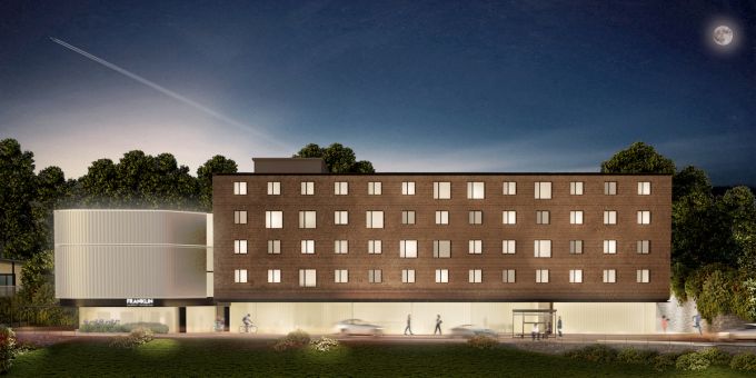 I due blocchi del nuovo campus della Franklin University Switzerland a Sorengo