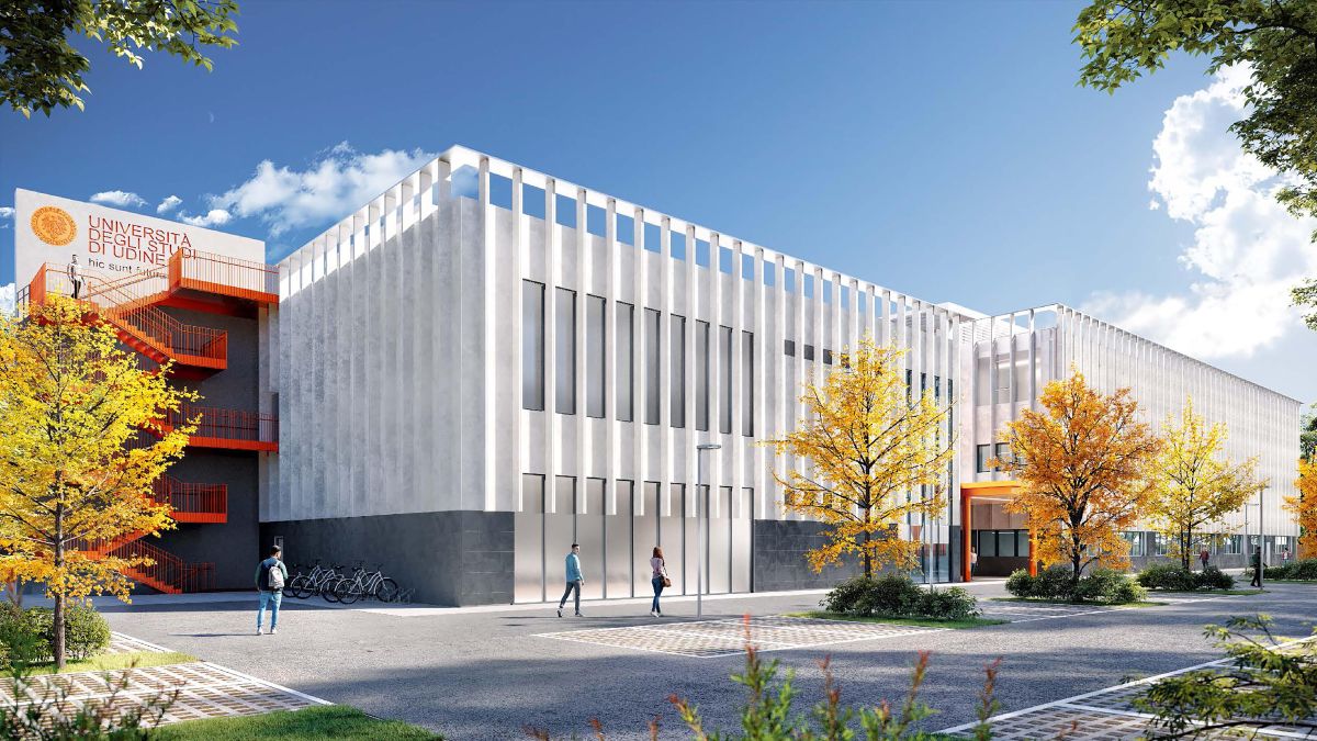 La nuova sede del dipartimento di Medicina dell’università di Udine si compone di due corpi di fabbrica di due e tre piani 