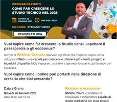 Webinar gratuito 26 gennaio: Come far crescere il tuo Studio tecnico