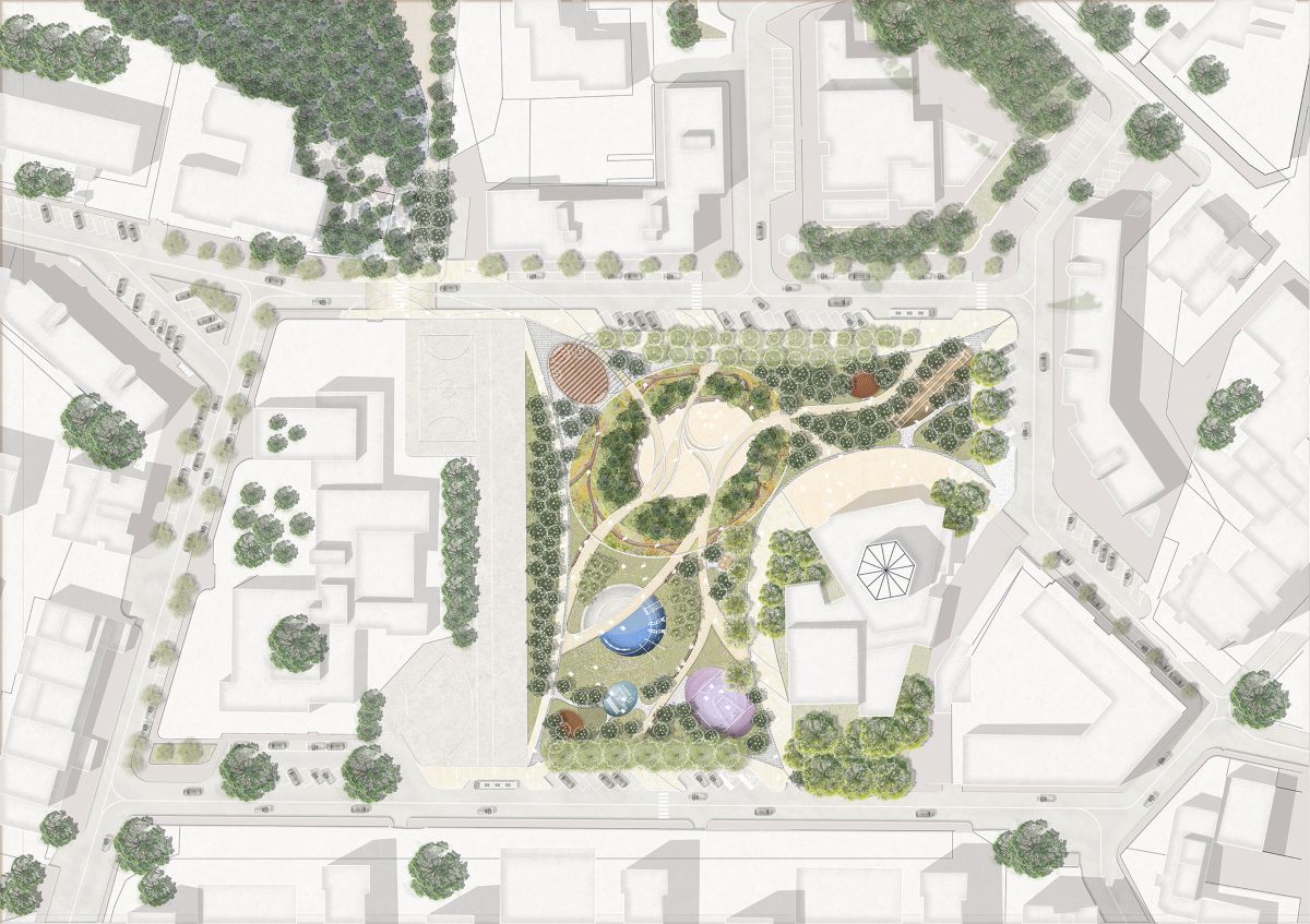 Planimetria della nuova piazza-parco a Maglie Planimetria della nuova piazza-parco a Maglie