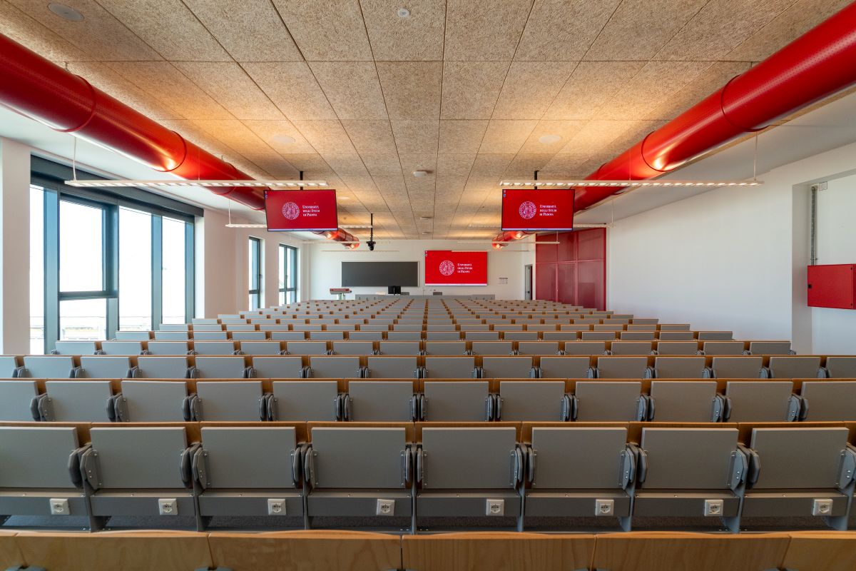 Una delle aule dell’Hub dell’Innovazione dell’università di Ingegneria di Padova 