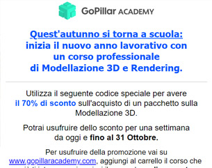 Back to School: 70% sui Corsi Modellazione 3D