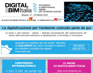 DIGITAL&BIM Italia: la digitalizzazione delle costruzioni. Richiedi il tuo biglietto!