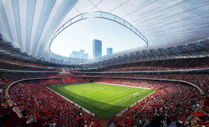 ZHA Xi’an International Football Centre. Render by Negativ