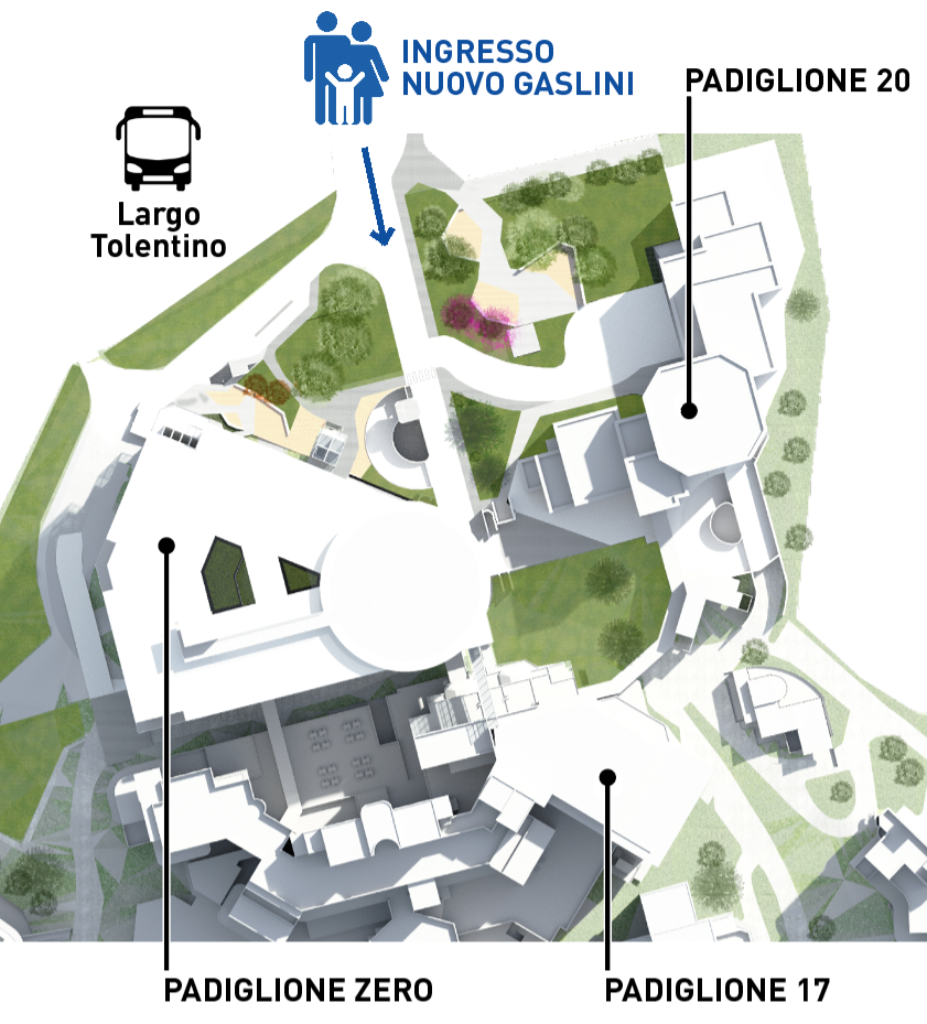 Mappa del verde previsto dal progetto di riqualificazione dell'ospedale Gaslini di Genova