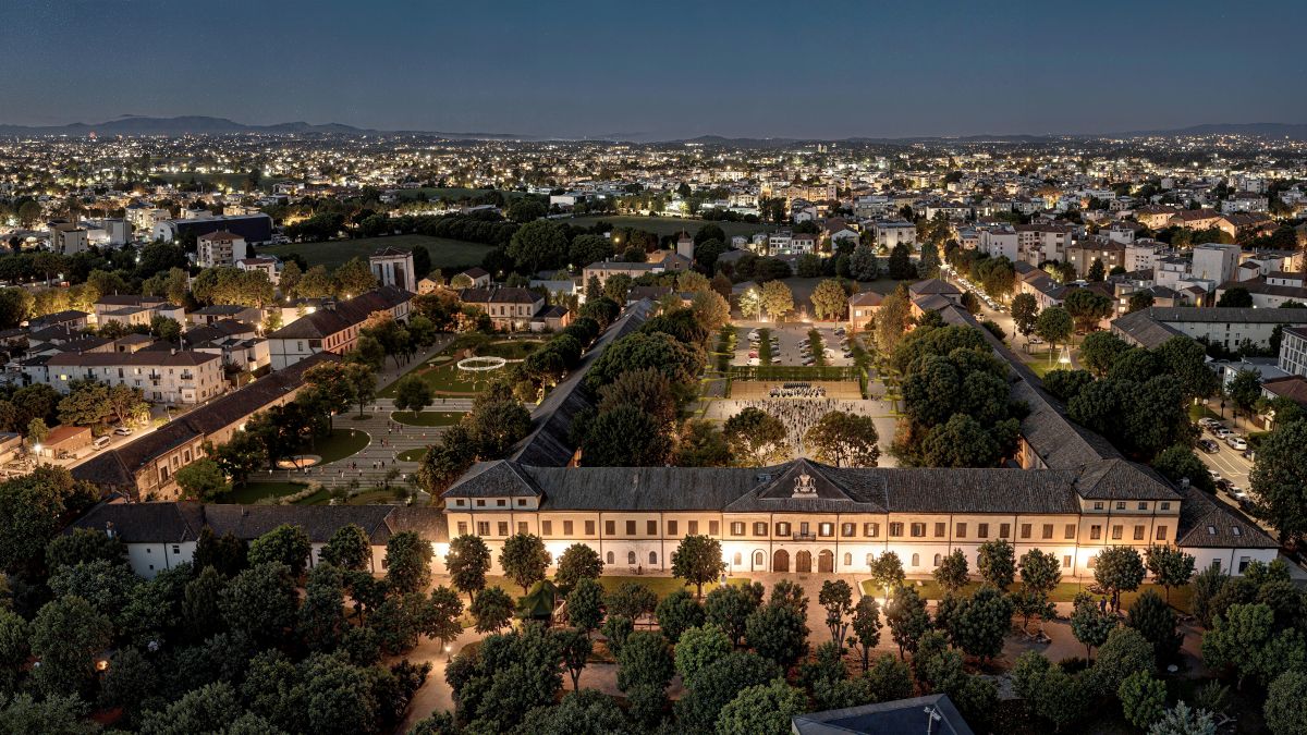 Masterplan della Caserma Caserma di Cavalleria Vittorio Emanuele II di Voghera con vista serale 