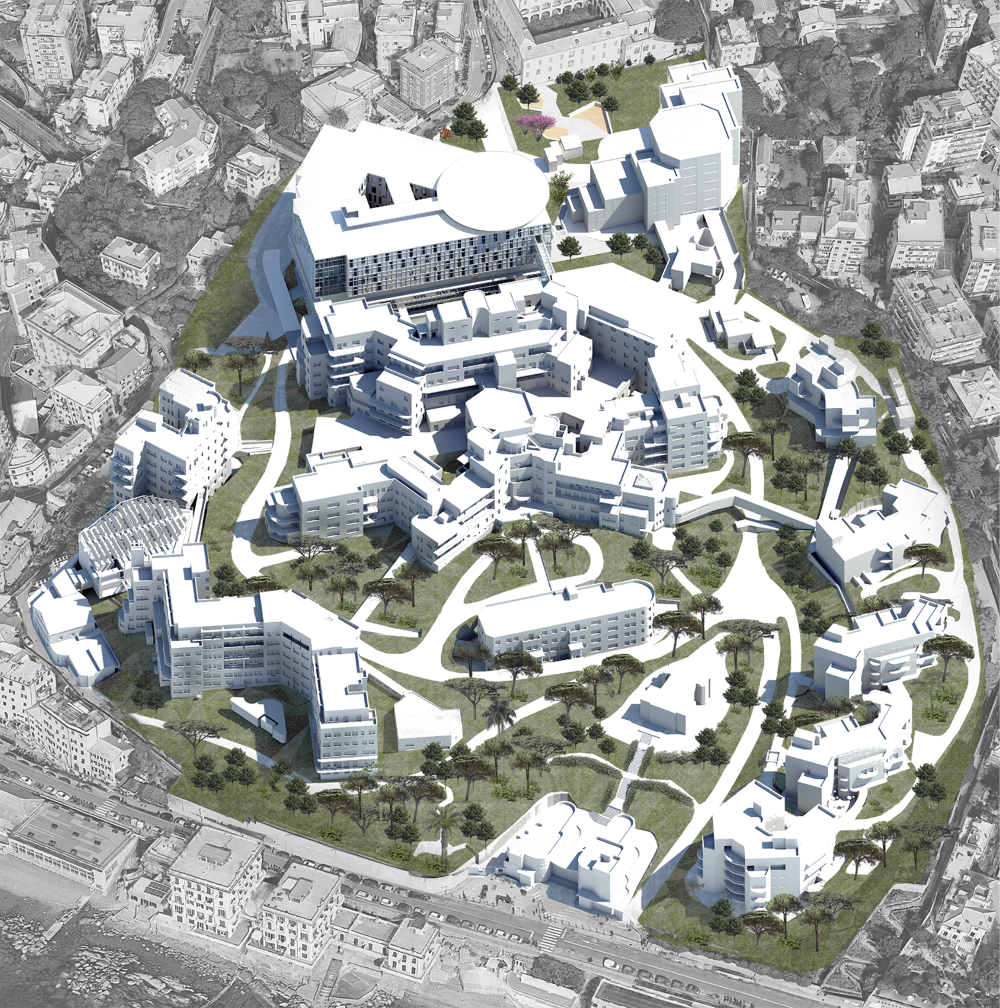 Render dell’ospedale Gaslini di Genova al 2030