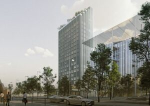 Render nuovo hotel di via Scarampo a Milano, progetto De Lucchi