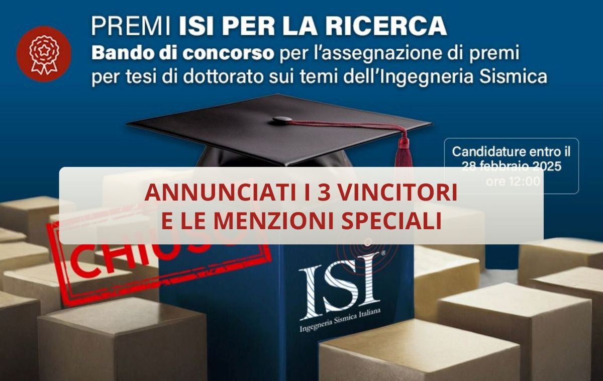 Premi ISI per la Ricerca: premiate le eccellenze accademiche in ingegneria sismica