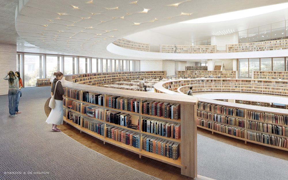 L'interno della biblioteca nazionale di Israele