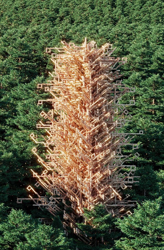 Concorso SKYHIVE Timber Skyscraper - Premio per la sostenibilità: A New Weave in the Pattern - Monarch Butterfly Sanctuary