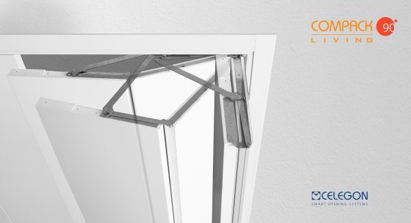 Sistema di ferramenta Celegon per ante pieghevoli COMPACK Living nella versione a 90°