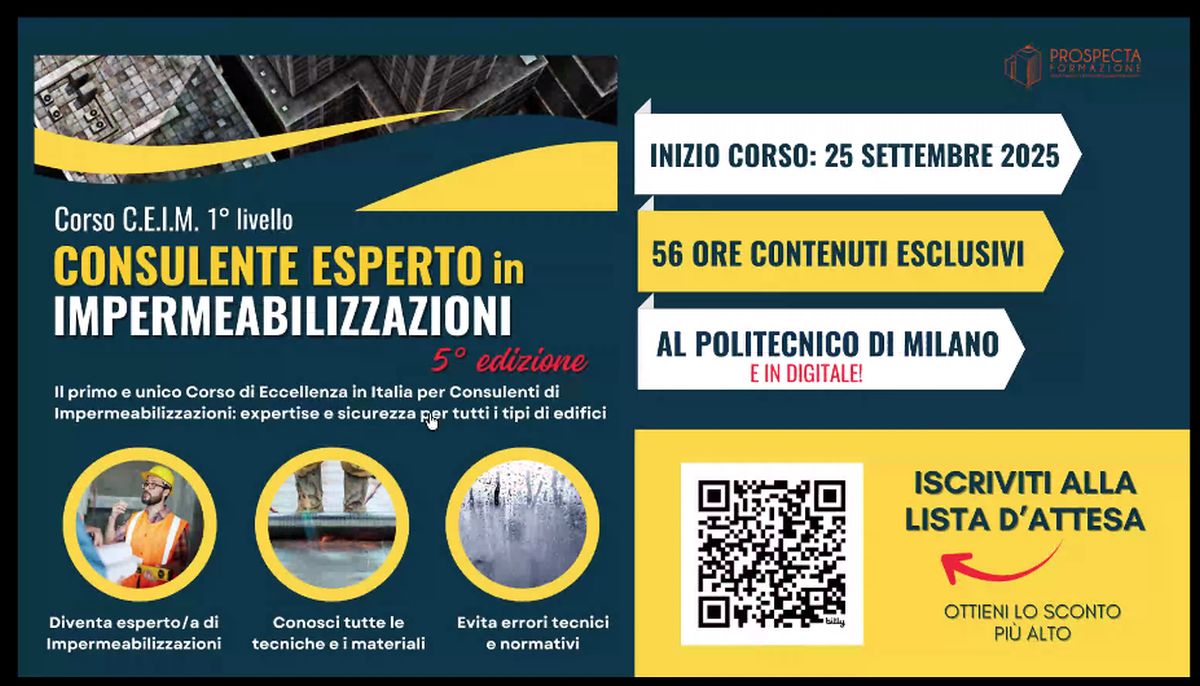 corso CEIM di primo livello “Consulente esperto in impermeabilizzazioni”. corso CEIM di primo livello “Consulente esperto in impermeabilizzazioni”.