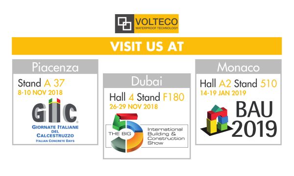 Gli impermeabilizzanti Volteco protagonisti delle fiere internazionali
