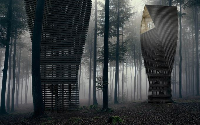 Helix House, una casa albero a spirale immersa nella natura