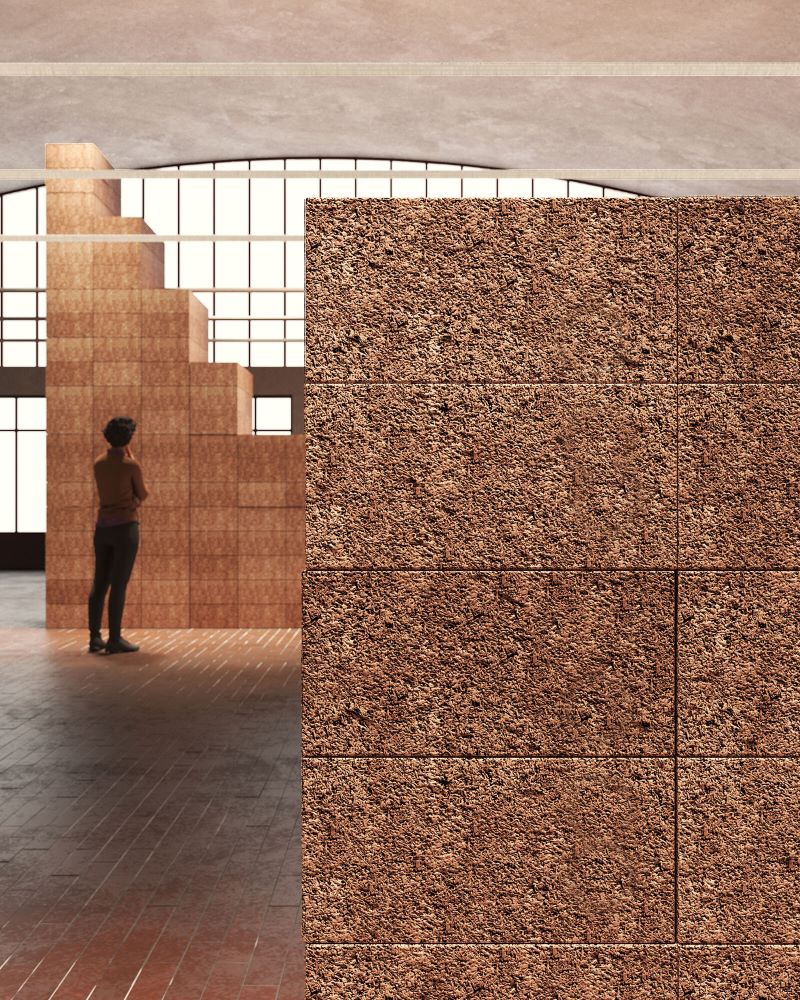 Hemp_scape: quinte mobili ottenute con mattoni di canapa-cemento per l'allestimento della location di Desiagn Variations 2024