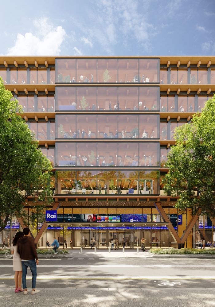 Nuovo Centro di Produzione RAI a Milano: render ingresso principale via Gattamelata Nuovo Centro di Produzione RAI a Milano: render ingresso principale via Gattamelata