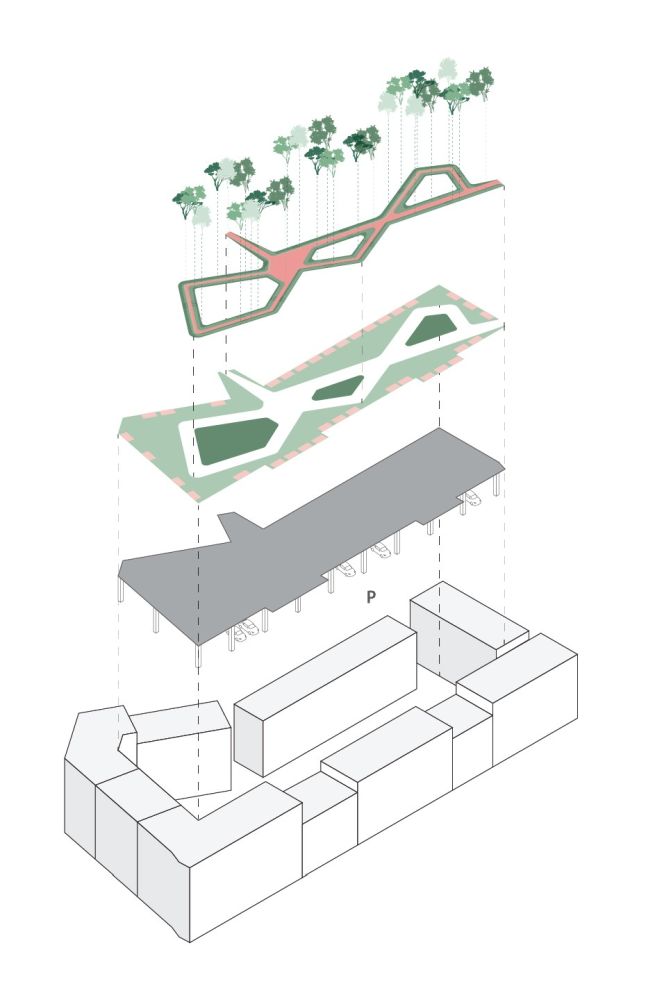 Kade Noord, Zutphen – diagramma del progetto paesaggistico della corte interna. Progetto KCAP e Zecc Architecten. © KCAP Kade Noord, Zutphen – diagramma del progetto paesaggistico della corte interna. Progetto KCAP e Zecc Architecten. © KCAP
