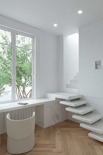 Progetto di scala interna in un soggiorno firmato Anna Orlenok Progetto di scala interna in un soggiorno firmato Anna Orlenok