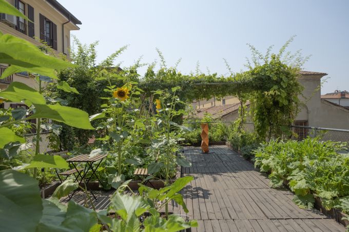 Tetto verde con orto dello studio Piuarch
