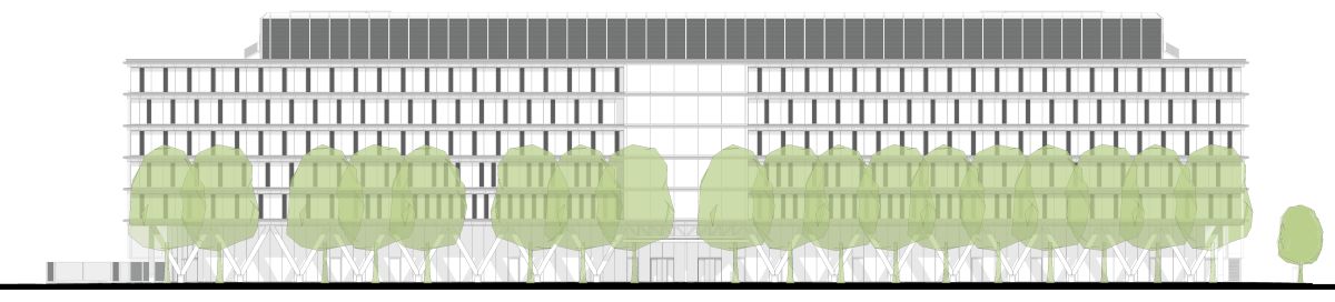 Nuovo Centro di Produzione RAI a Milano: Prospetto Via Gattamelata Nuovo Centro di Produzione RAI a Milano: Prospetto Via Gattamelata