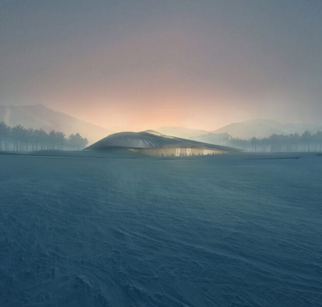 Centro congressi Yabuli: una tenda sotto le montagne innevate Centro congressi Yabuli: una tenda sotto le montagne innevate