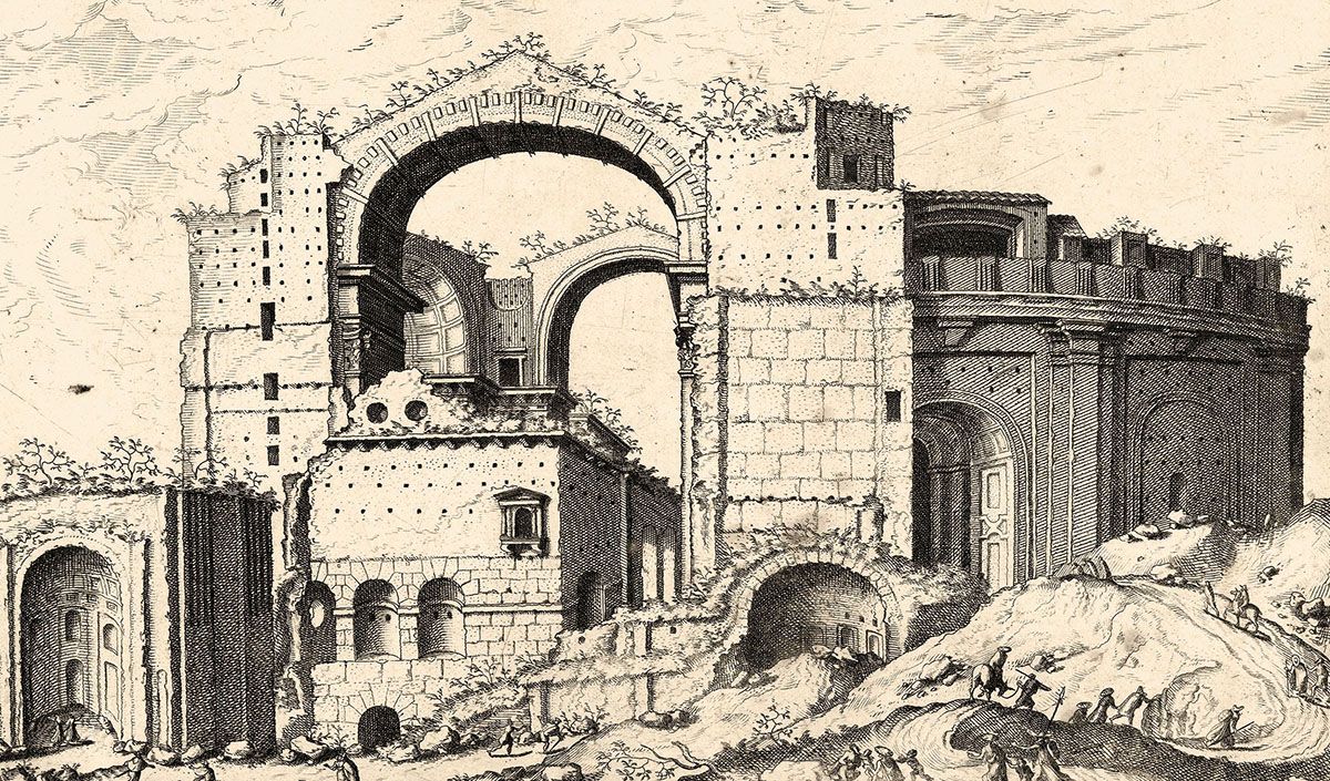 San Pietro in costruzione nel 1565 (Hieronymus Cock)