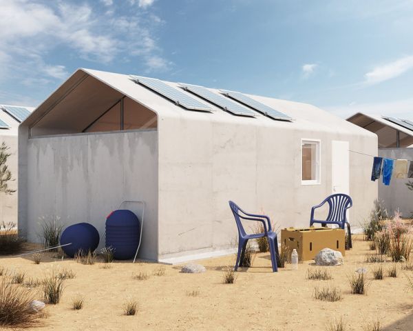 Progettato un centro accoglienza profughi in cemento arrotolabile