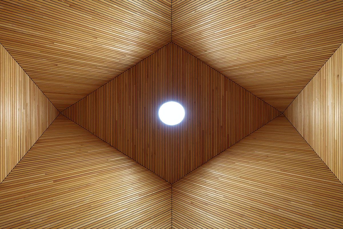 Mario Botta, Cappella Granato: veduta interna con fonte zenitale