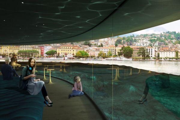 Render del lungolago di Lugano secondo la visione di Carlo Ratti Associati