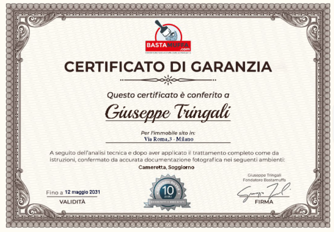 Esempio di Certificato di Garanzia Bastamuffa