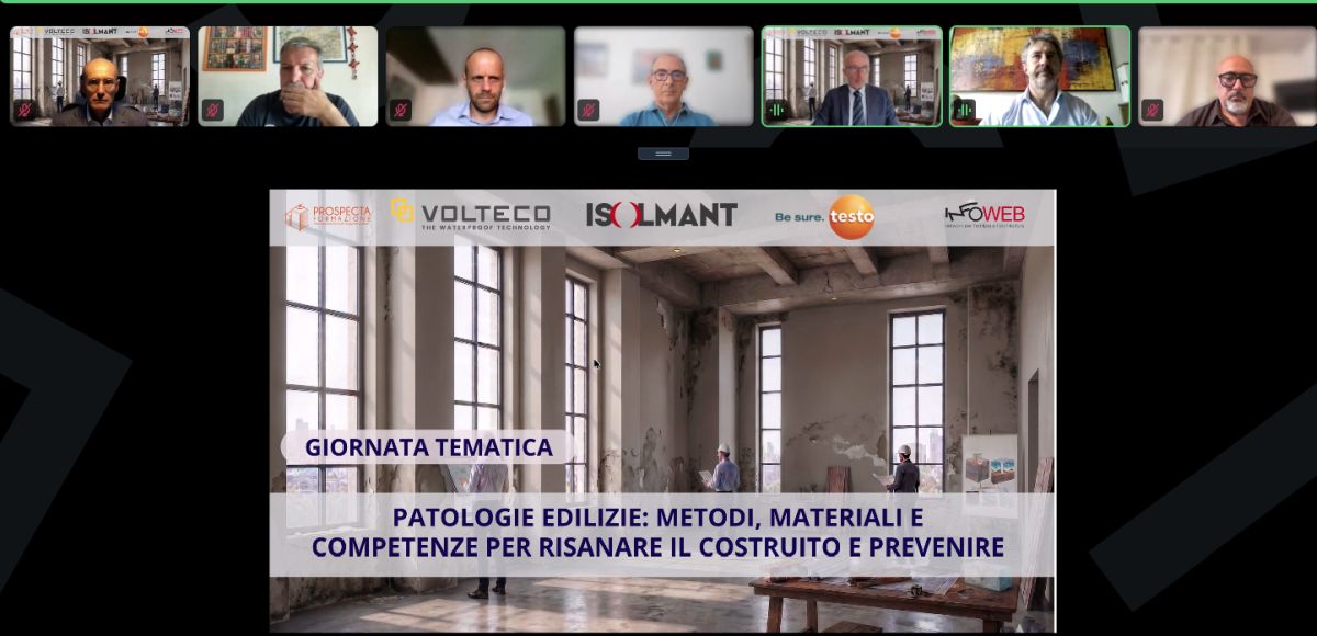 I relatori del convegno “Patologie edilizie: metodi, materiali e competenze per risanare il costruito e prevenire”, organizzato da Prospecta Formazione – Infoweb I relatori del convegno “Patologie edilizie: metodi, materiali e competenze per risanare il costruito e prevenire”, organizzato da Prospecta Formazione – Infoweb