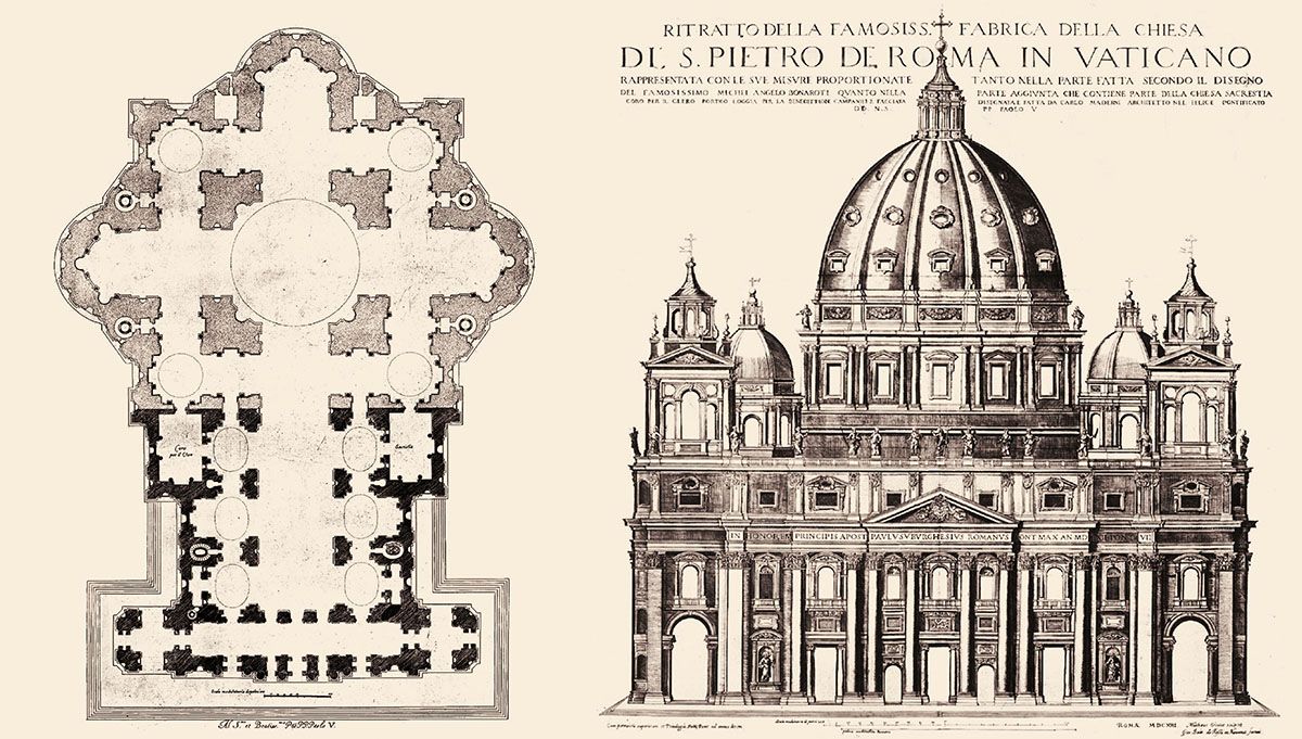 Fabbrica di San Pietro: la facciata e il prolungamento della pianta del Maderno