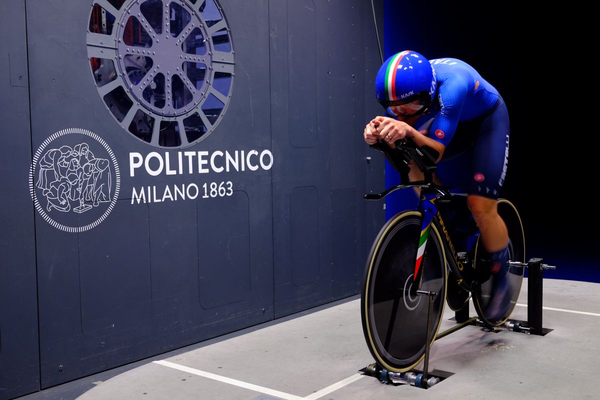 Galleria del Vento, ciclista Simone Consonni - Credits: Fotografie Polimi Galleria del Vento, ciclista Simone Consonni - Credits: Fotografie Polimi