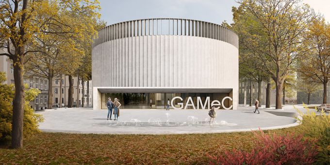 La facciata del GAMeC, nuovo spazio culturale dedicato all’arte moderna a Bergamo