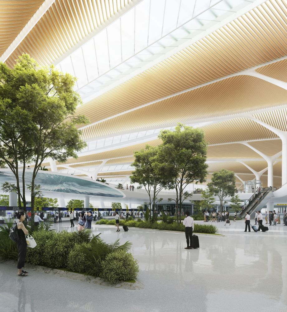 L’aeroporto di Changchun, lucernario e giardino interni