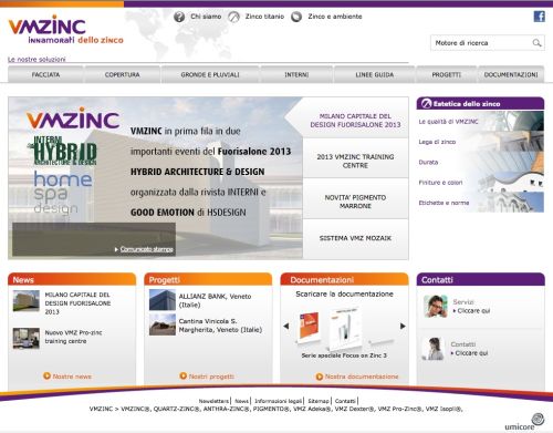 E’ on line il nuovo sito VMZINC.IT