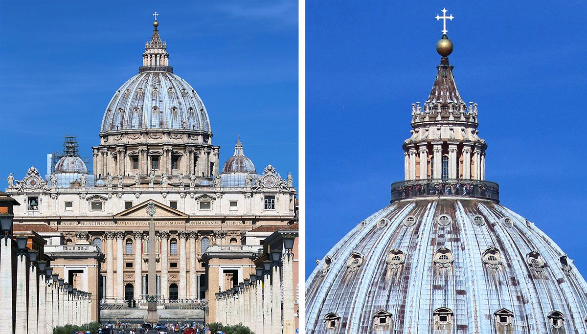 La facciata della Basilica di San Pietro e la Cupola Vaticana