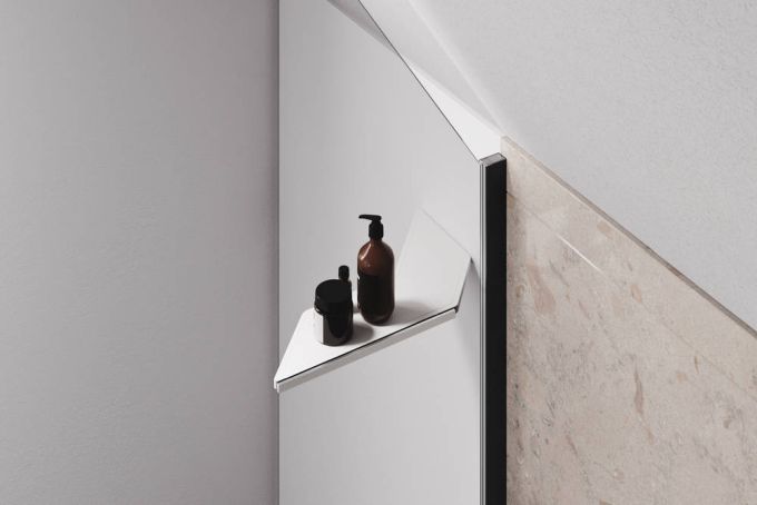 Cabine doccia Relax: mensola Oblique al posto della barra di supporto