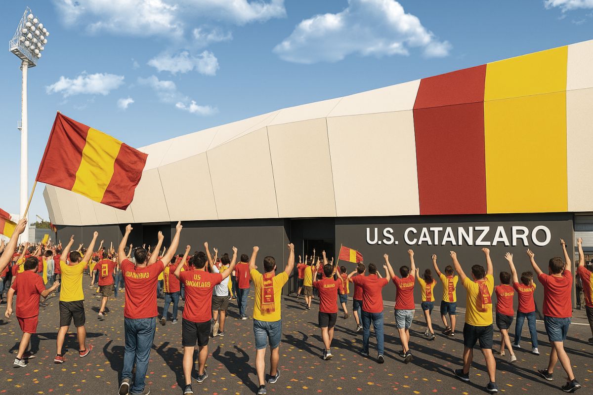 Render dello stadio Ceravolo di Catanzaro riqualificato