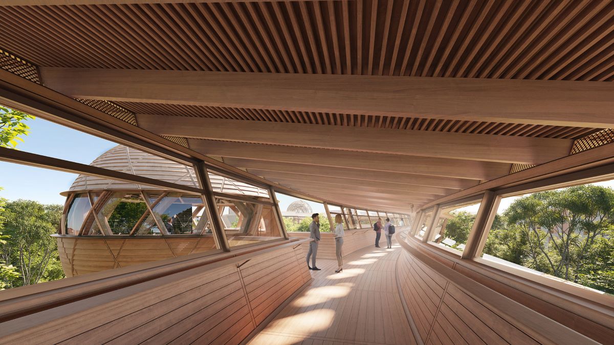 La passerella pedonale sospesa dell'Ellison Institute of Technology di Oxford