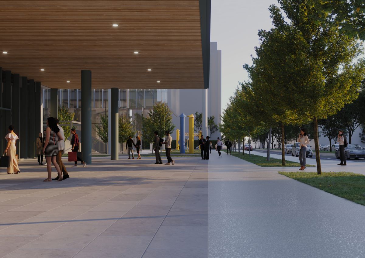 La pensilina all'ingresso del nuovo hotel Scarampo a Milano La pensilina all'ingresso del nuovo hotel Scarampo a Milano
