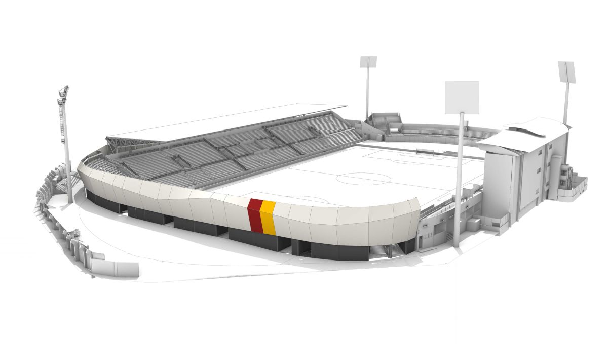 Render stadio di Catanzaro riqualificato