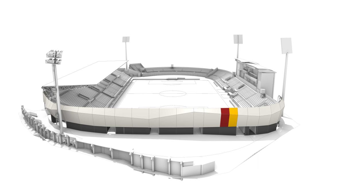 Render stadio di Catanzaro riqualificato